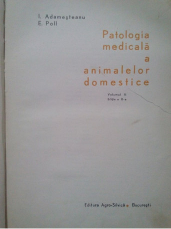 Patologia medicala a animalelor domestice, vol. II