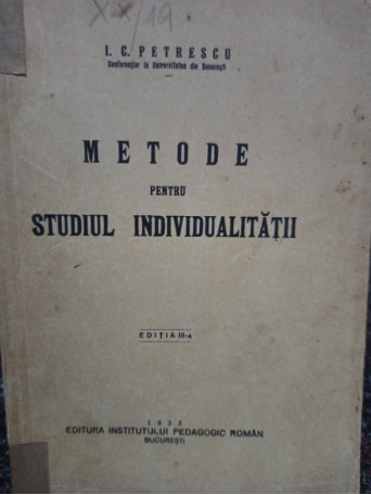 Metode pentru studiul individualitatii, editia a IIIa