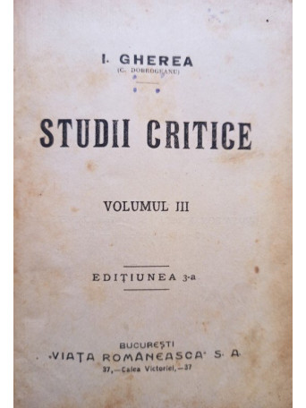 Studii critice, vol. III