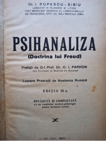 Psihanaliza - Doctrina lui Freud, editia a IIIa