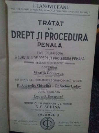 Tratat de drept si procedura penala, volumul III