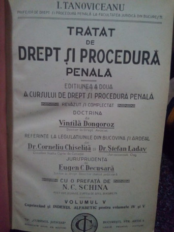 Tratat de drept si procedura penala, volumul V