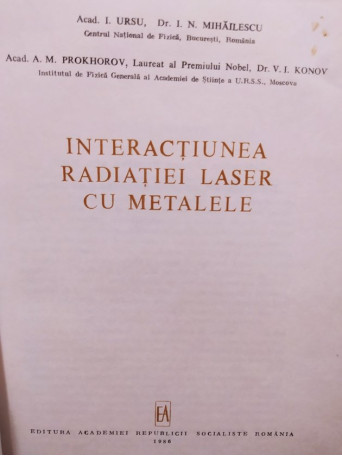 Interactiunea radiatiei laser cu metalele