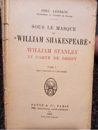 Sous le masque de William Shakespeare