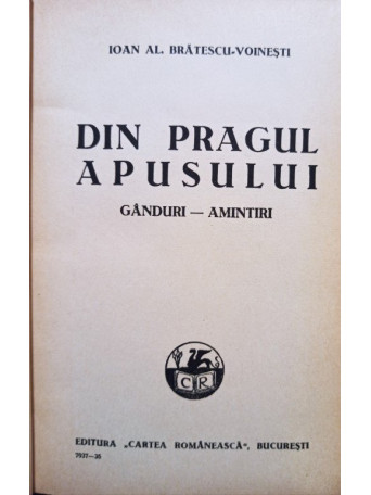 Din pragul apusului