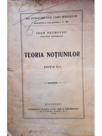 Teoria notiunilor, editia a IIa