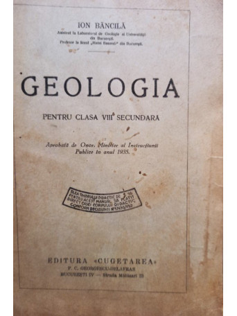 Geologia pentru clasa VIII secundara