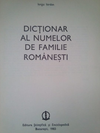 Dictionar al numelor de familie Romanesti