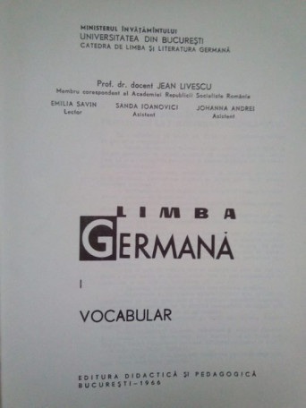 Limba germana I vocabular