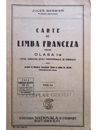 Carte de limba franceza pentru clasa Ia