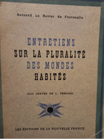 Entretiens sur la pluralite des mondes habites