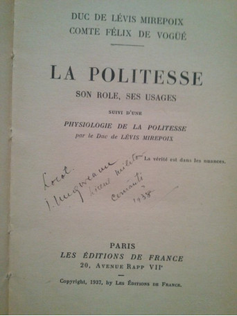 La politesse son role, ses usages suivi d'une physiologie de la politesse