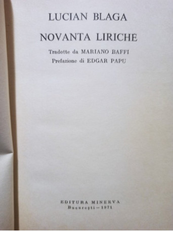 Novanta liriche / Nouazeci de poezii