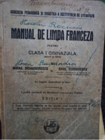 Manual de limba franceza pentru clasa I gimnaziala