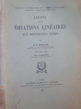 E. Norlund - Lecon sur les equations lineaires aux diferences finies