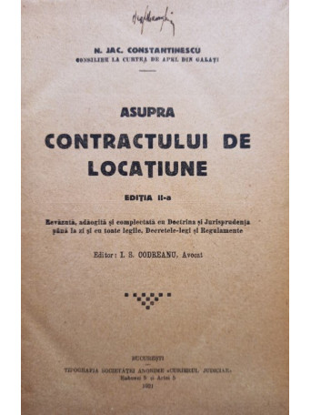 Asupra contractului de locatiune, editia a II-a