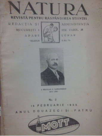 Natura. Revista pentru raspandirea stiintei, nr 2, anul 24 - 1935 - Brosata