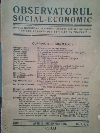 Observatorul social-economic. Revista trimestriala de studii si anchete social-economice