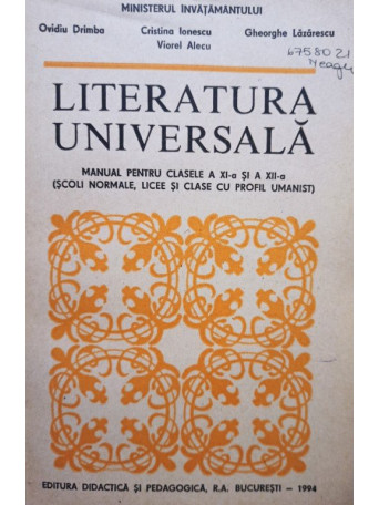 Literatura universala clasa a XIa si a XIIa