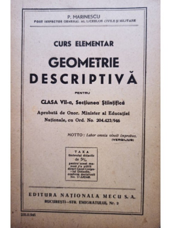 Curs elementar - Geometrie descriptiva pentru clasa a VIIa