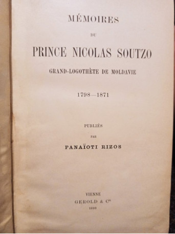 Memoires du Prince Nicolas Soutzo