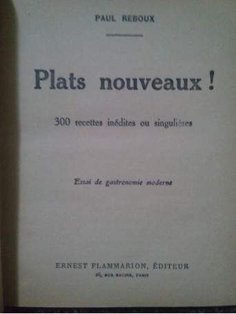 Plats nouveaux!