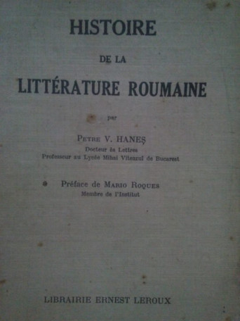 Histoire de la litterature roumaine