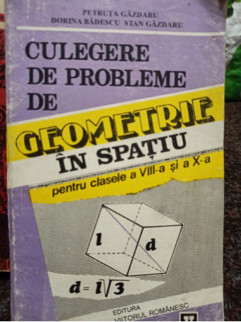 Petruta Gazdaru - Culegere de probleme de geometrie in spatiu pentru clasele a VIIIa si a Xa - 1995 - brosata