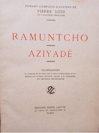 Pierre Loti - Ramuntcho. Aziyade - 1923 - Cartonata