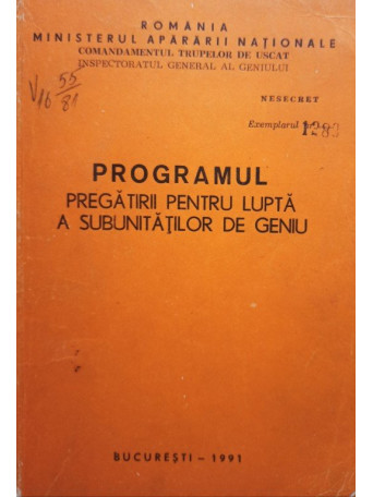 Programul pregatirii pentru lupta a subunitatilor de geniu