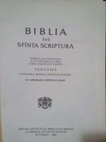 Biblia sau Sfanta Scriptura