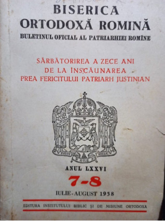 Buletinul oficial al Patriarhiei Romane, anul LXXVI, nr. 78