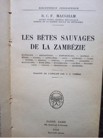 Les betes sauvages de la zambezie