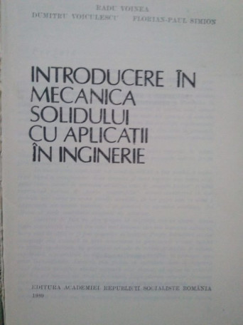 Introducere in mecanica solidului cu aplicatii in inginerie