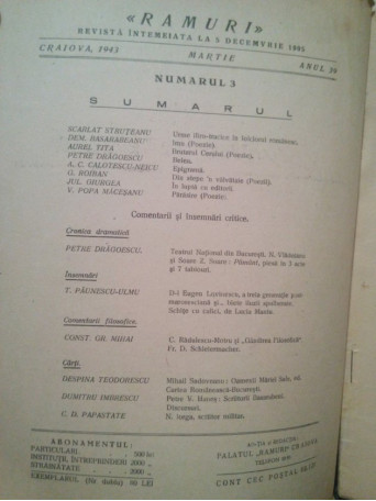 Ramuri - Revista literara anul al XXXIX-lea, nr. 3, Martie 1939