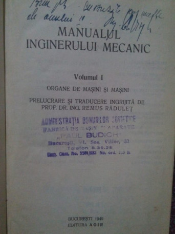 Manualul inginerului mecanic, vol. I