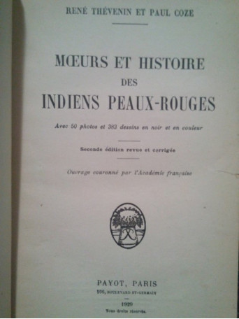 Moeurs et histoire des indiens peauxrouges