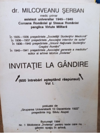 Invitatie la gandire, vol. I