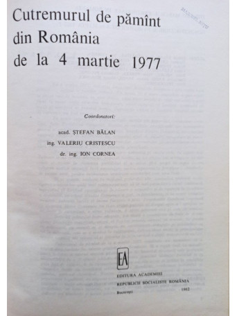 Cutremurul de pamant din Romania de la 4 martie 1977