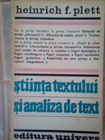 Stiinta textului si analiza de text