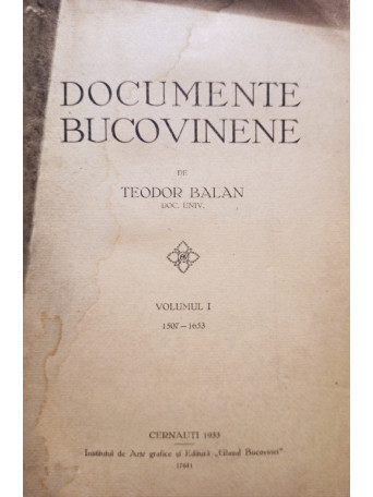 Documente Bucovinene, vol. I