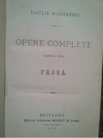 Opere complete. Prosa, partea a III-a