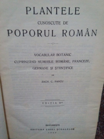 Plantele cunoscute de poporul roman