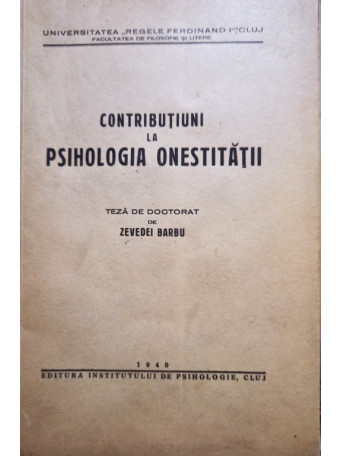 Contributiuni la psihologia onestitatii