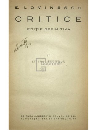 Critice, vol. VII - Literatura nouă