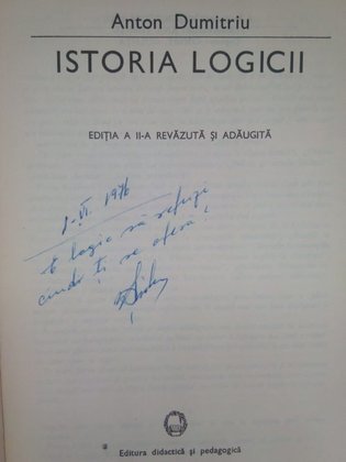 Istoria logicii (dedicatie de la autor)