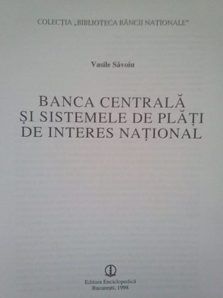 Banca centrala si sistemele de plati de interes national