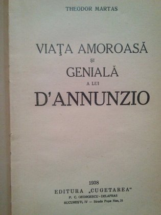 Viata amoroasa si geniala a lui D'Annunzio