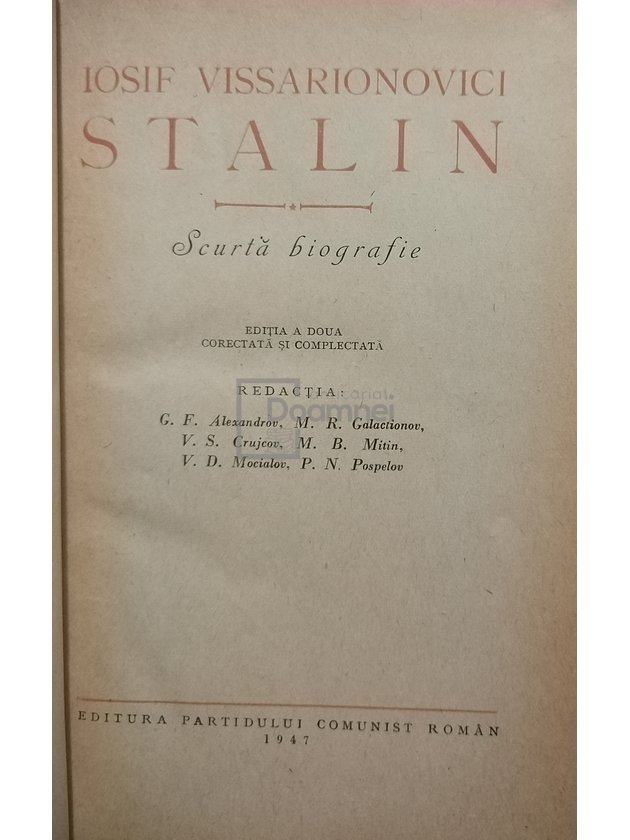 Iosif Vissarionovici Stalin - Scurtă biografie