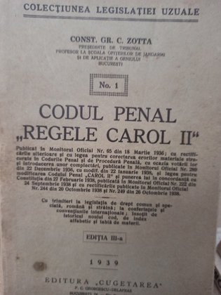 Codul penal Regele Carol II, editia a IIIa